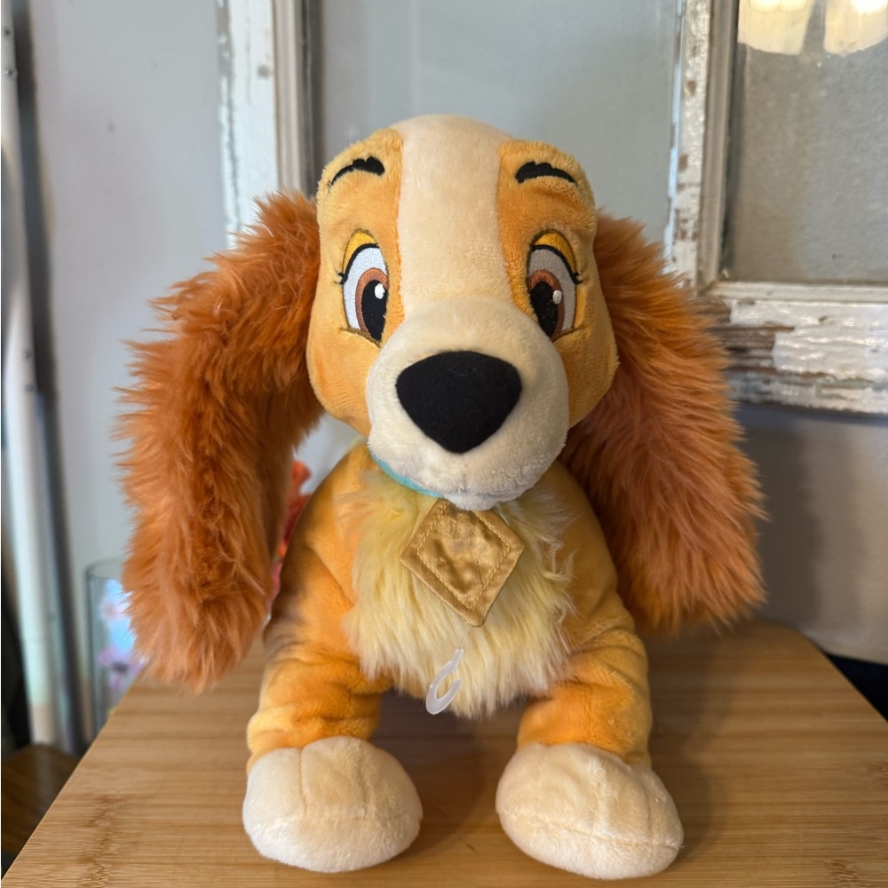 Lady & The Tramp Plush Lady Dog Brown Embroidered Disneyland Resort Stuffed 10"